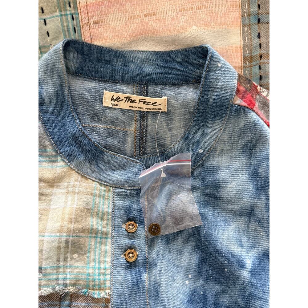 Free People We The Free Phoenix Patched Shirt Dress Duster New Small - Picture 8 of 8